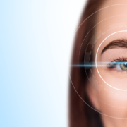 Female eye in digital biometric scanning