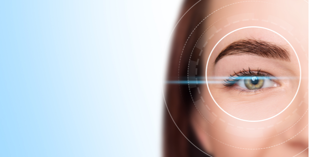 Female eye in digital biometric scanning