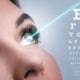 Close up of a woman's eye with a laser being used to perform LASIK eye surgery on her